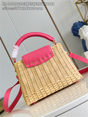 L.V Capucines BB Bag Rattan & Cowhide Leather Pink