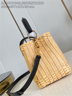 L.V Capucines BB Bag Rattan & Cowhide Leather Black