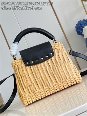 L.V Capucines BB Bag Rattan & Cowhide Leather Black