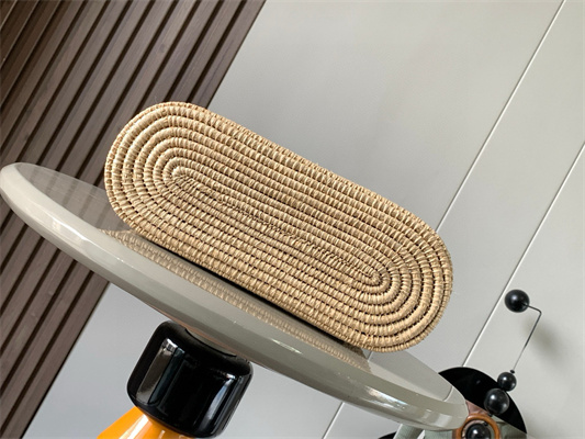 L0ew* small square basket in raffia&calfskin nature/tan