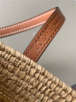 L0ew* small square basket in raffia&calfskin nature/tan