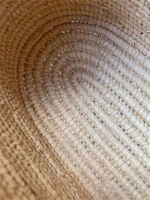 L0ew* small square basket in raffia&calfskin nature/yellow