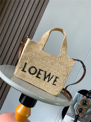 L0ew* mini L0ew* font tote in raffia nature