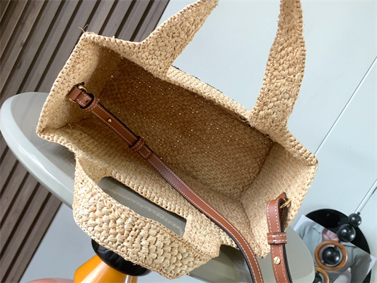 L0ew* mini L0ew* font tote in raffia nature