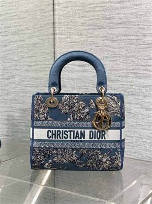 CD Medium Lady D-Lite Bag  Embroidery Blue