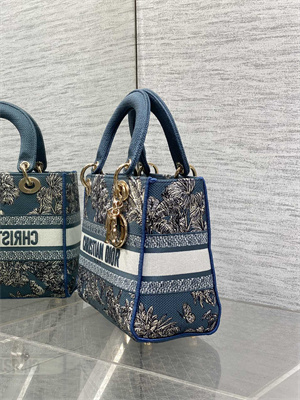 CD Medium Lady D-Lite Bag  Embroidery Blue