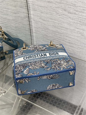 CD Medium Lady D-Lite Bag  Embroidery Blue