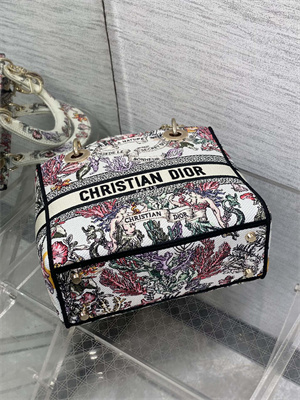 CD Medium Lady D-Lite Bag  Embroidery White