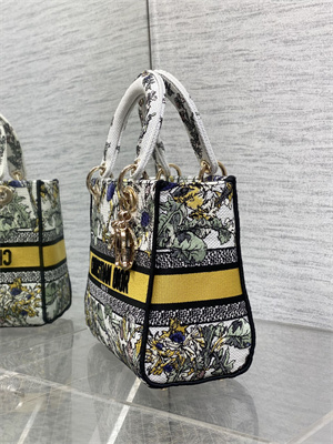 CD Medium Lady D-Lite Bag  Embroidery White