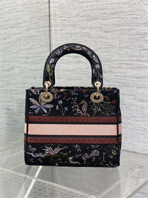 CD Medium Lady D-Lite Bag  Embroidery Black