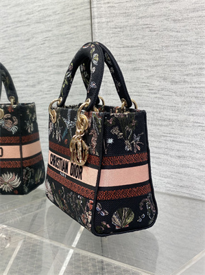 CD Medium Lady D-Lite Bag  Embroidery Black