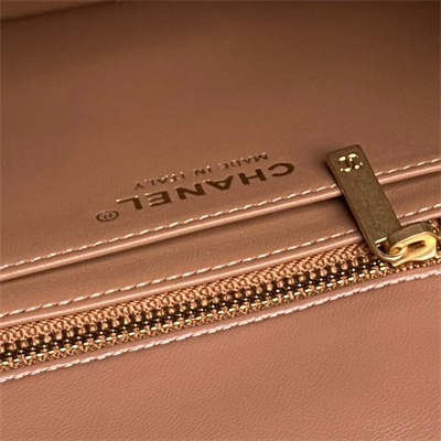 Ch*el small flap bag lambskin gold tone metal brown as5756