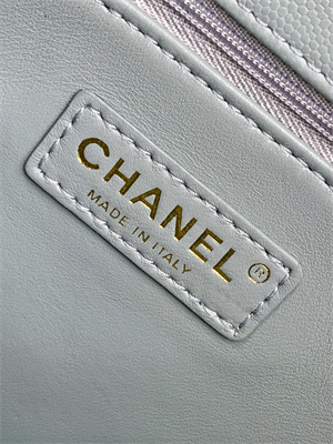 Cha.nel Large Coco Handle Bag Grained Calfskin Aged Gold Metal Blue A92991