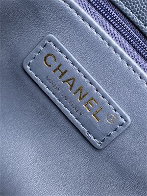 Cha.nel Large Coco Handle Bag Grained Calfskin Aged Gold Metal Navy A92991