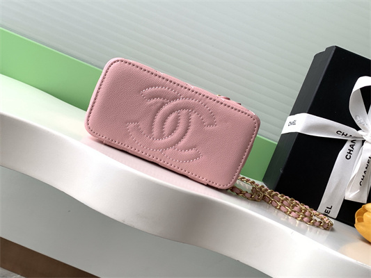 Ch*el vanity with chain grained calfskin& gold-tone metal pink ap4799
