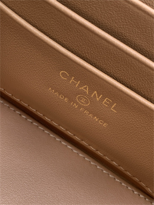 Ch*el vanity with chain grained calfskin& gold-tone metal brown ap4799