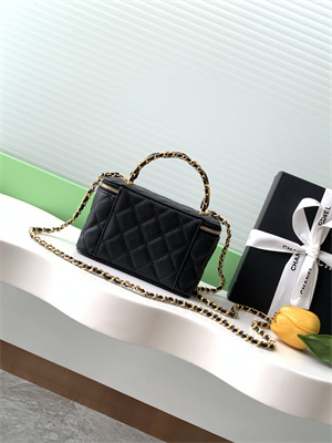 Ch*el vanity with chain grained calfskin& gold-tone metal black ap4799