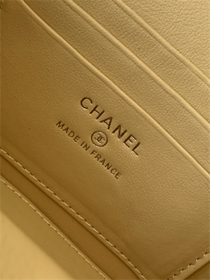 Ch*el vanity case grained calfskin& silver-tone metal yellow ap3940