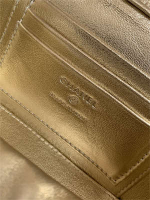 Ch*el vanity case grained calfskin& silver-tone metal gold ap3940