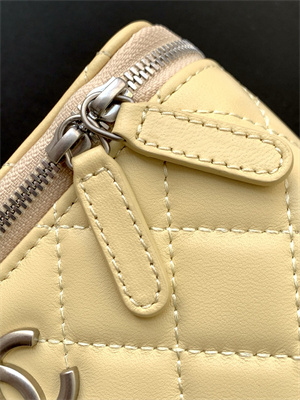 Ch*el vanity case lambskin & silver-tone metal yellow ap3940