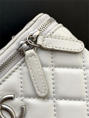 Ch*el vanity case lambskin & silver-tone metal grey ap3940