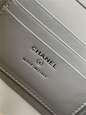 Ch*el vanity case lambskin & silver-tone metal grey ap3940
