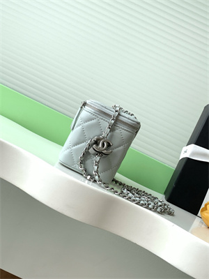 Ch*el vanity case lambskin & silver-tone metal lt blue ap3940