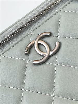 Ch*el vanity case lambskin & silver-tone metal lt blue ap3940