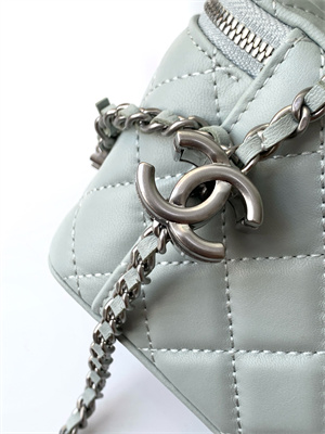 Ch*el vanity case lambskin & silver-tone metal lt blue ap3940