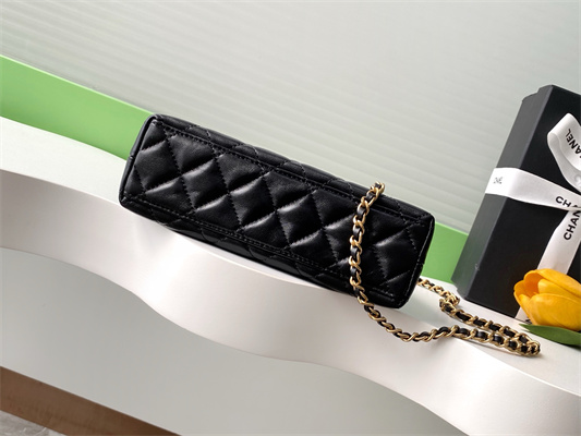 Cha.nel Mini Shopping Bag Kelly Bag Lambskin Gold-Tone Metal Black AS4416