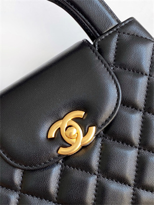 Cha.nel Mini Shopping Bag Kelly Bag Lambskin Gold-Tone Metal Black AS4416