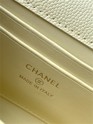 Cha.nel Clutch With Chain Top Handle Grained Calfskin Gold Tone Metal Yellow AP3238