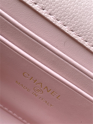 Cha.nel Clutch With Chain Top Handle Grained Calfskin Gold Tone Metal Pink AP3238