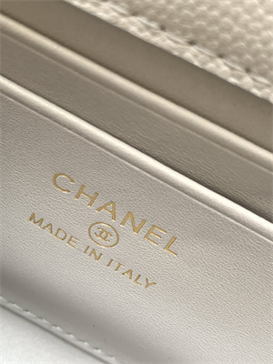 Cha.nel Clutch With Chain Top Handle Grained Calfskin Gold Tone Metal Grey AP3238