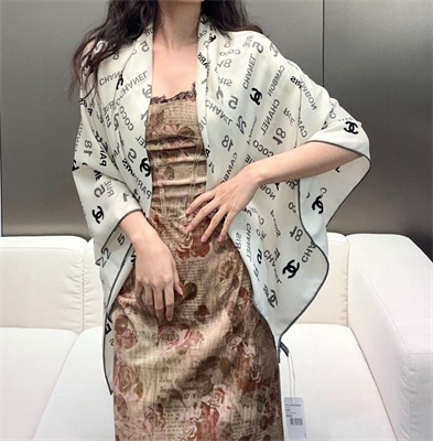 Ch*el cashmere/silk scarf/shawl 38934