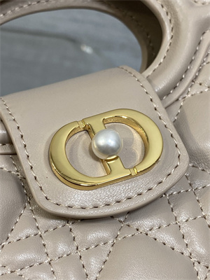 CD Jolie Top Handle Mini Bag Cannage Lambskin Powder Beige