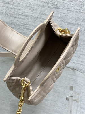 CD Jolie Top Handle Mini Bag Cannage Lambskin Powder Beige