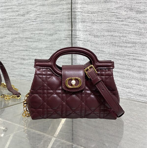 CD Jolie Top Handle Mini Bag Cannage Lambskin Burgundy