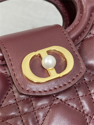 CD Jolie Top Handle Mini Bag Cannage Lambskin Burgundy