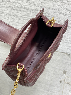 CD Jolie Top Handle Mini Bag Cannage Lambskin Burgundy