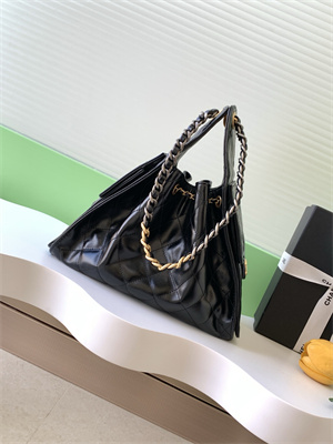 Ch*el 25 small handbag shinny smooth calfskin gold/silver tone metal black as5293