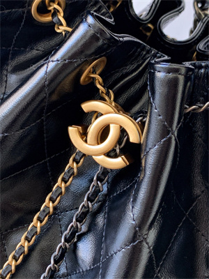 Ch*el 25 small handbag shinny smooth calfskin gold/silver tone metal black as5293