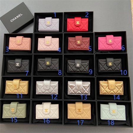 Ch*el card holder lambskin/grained calfskin ap0342