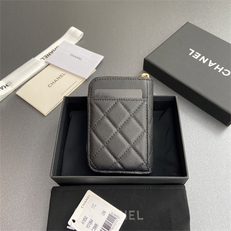 Ch*el classic card holder lambskin/grained calfskin ap1650