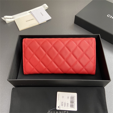 Ch*el long wallet grained calfskin a80758