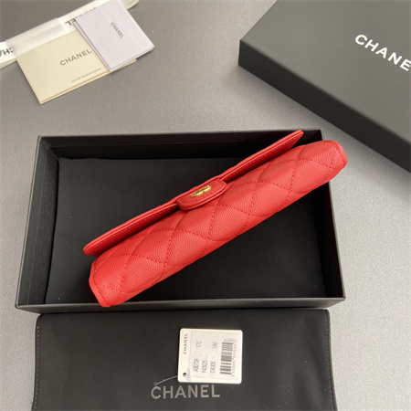 Ch*el long wallet grained calfskin a80758