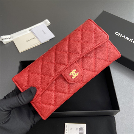 Ch*el long wallet grained calfskin a80758