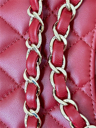 Ch*el small classic flap bag lambskin gold tone metal red color 01117 top