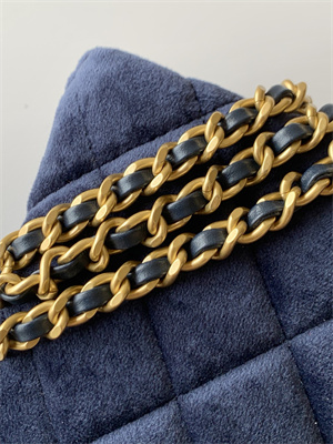 Cha.nel Mini Shopping Bag Kelly Bag Velvet Gold-Tone Metal Dk Blue AS4416