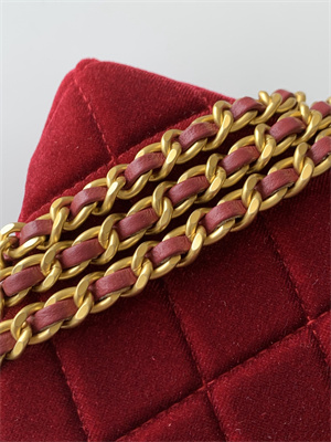 Cha.nel Mini Shopping Bag Kelly Bag Velvet Gold-Tone Metal Red AS4416